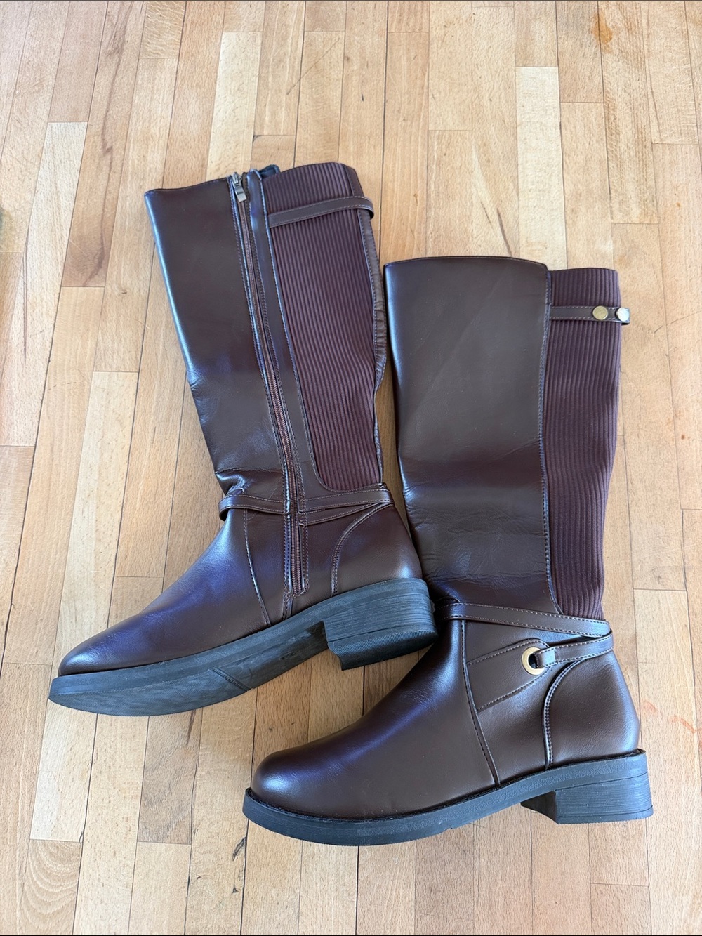 Source Unknown Women's Tall Heeled Riding Boots in Dark Brown